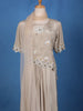 Champagne Beige Floral Sequins Embellished Crepe Skirt - Diadem