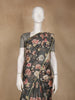 Charcoal Grey Floral Printed Tussar Silk Saree - Diadem