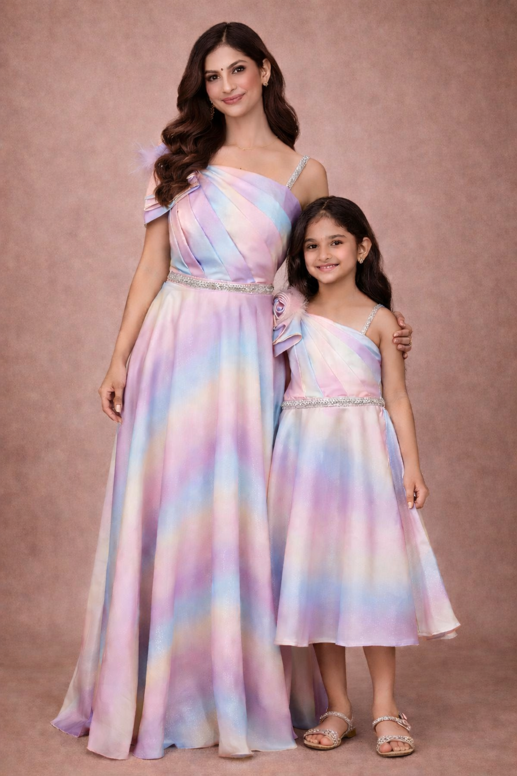 Multicolor Organza Party Wear Gowns for Mother & Daughter