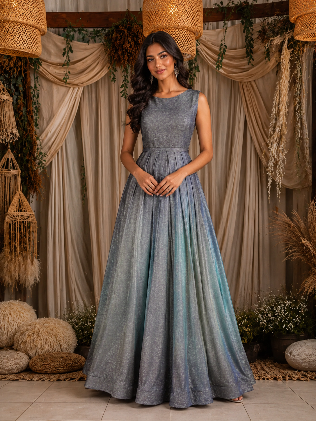 Grey Ombre Glitter Bridesmaid Gown | Diadem