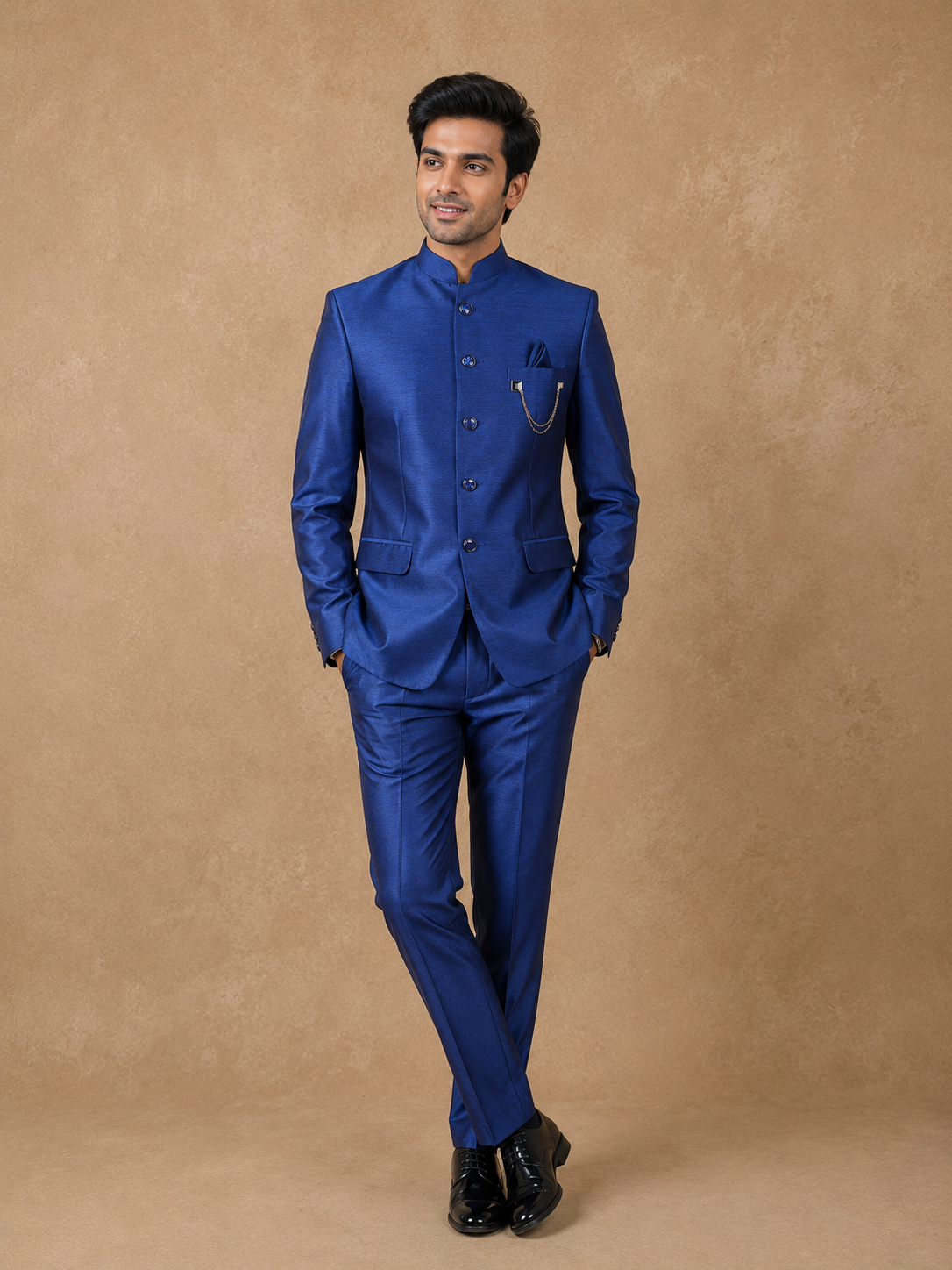 Royal Blue Solid Jodhpuri Men's Suit | Diadem