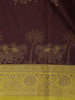 Coffee Brown Cow Motif Woven Semi Soft Silk Saree