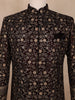 Coffee Brown  Floral Designed Velvet Sherwani Suit