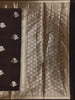 Coffee Brown Floral Motif Design Semi Banarasi Silk Saree