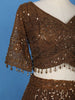 Coffee Brown Sequins And Beads Embellished Net Lehenga With Net Dupatta - Diadem