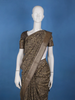 Coffee Brown Floral Design Antique gold zari border Chandheri Cotton Saree - Diadem