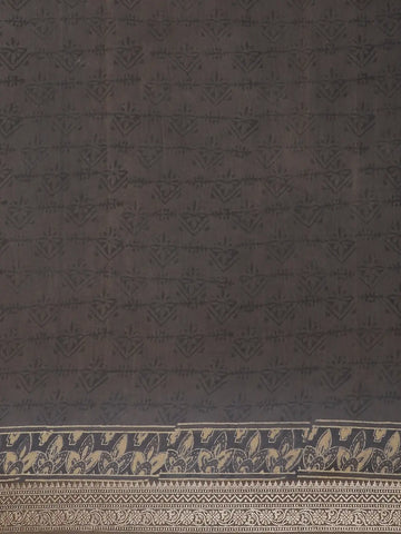 Coffee Brown Floral Design Antique gold zari border Chandheri Cotton Saree - Diadem