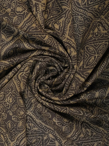 Coffee Brown Floral Design Antique gold zari border Chandheri Cotton Saree - Diadem