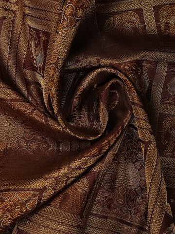 Coffee Brown Peacock Woven Pure Kanchipuram Silk Saree - Diadem