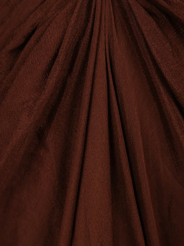 Coffee Brown Sequin Embellished Crop Top with Draped Skirt - Diadem