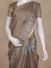 Copper Brown Animal Motif Design Tissue Silk Saree with Zari Border