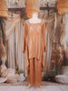 Copper Brown Solid Design Crepe Kaftan Suit