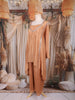 Copper Brown Solid Design Crepe Kaftan Suit