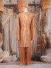Copper Brown Solid Design Crepe Kaftan Suit