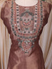 Copper Floral Embroidered Design Tissue Silk Palazzo Suit with Printed Dupatta