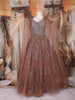 Copper Sequins and Beads Embroidered Design Net Gown