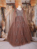 Copper Sequins and Beads Embroidered Design Net Gown