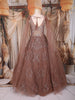 Copper Sequins and Beads Embroidered Design Net Gown