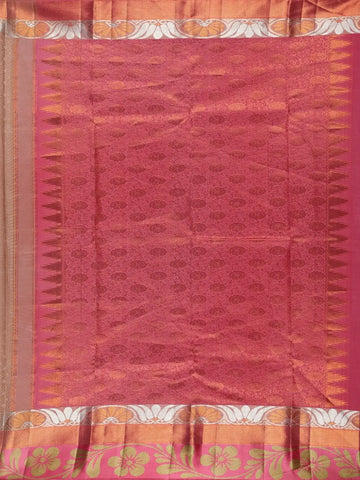 Copper Brown Floral Design Zari Border Silk Saree - Diadem