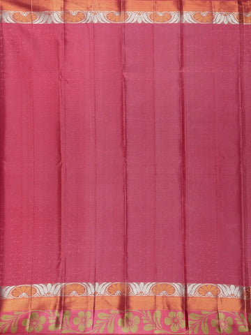 Copper Brown Floral Design Zari Border Silk Saree - Diadem