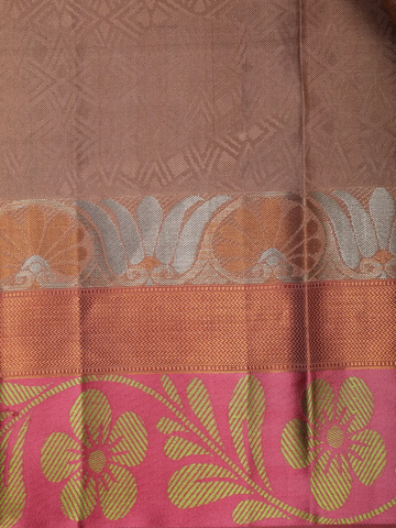Copper Brown Floral Design Zari Border Silk Saree - Diadem