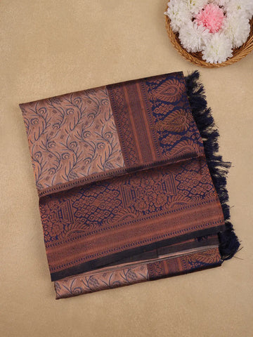 Copper Brown Floral Designed Soft Silk Saree - Diadem