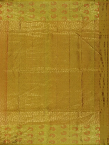 Coral Orange Floral Design Zari Woven Soft Silk Saree - Diadem