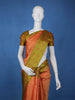 Coral Orange Floral Design Zari Woven Soft Silk Saree - Diadem