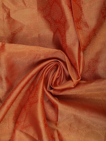 Coral Orange Floral Design Zari Woven Soft Silk Saree - Diadem