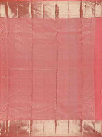 Coral Pink Floral Woven Pure Kanchipuram Silk Saree - Diadem