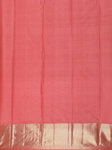 Coral Pink Floral Woven Pure Kanchipuram Silk Saree - Diadem