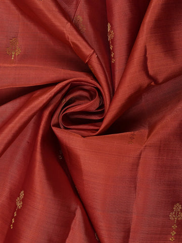 Coral Pink Floral Woven Pure Kanchipuram Silk Saree With Zari Border - Diadem