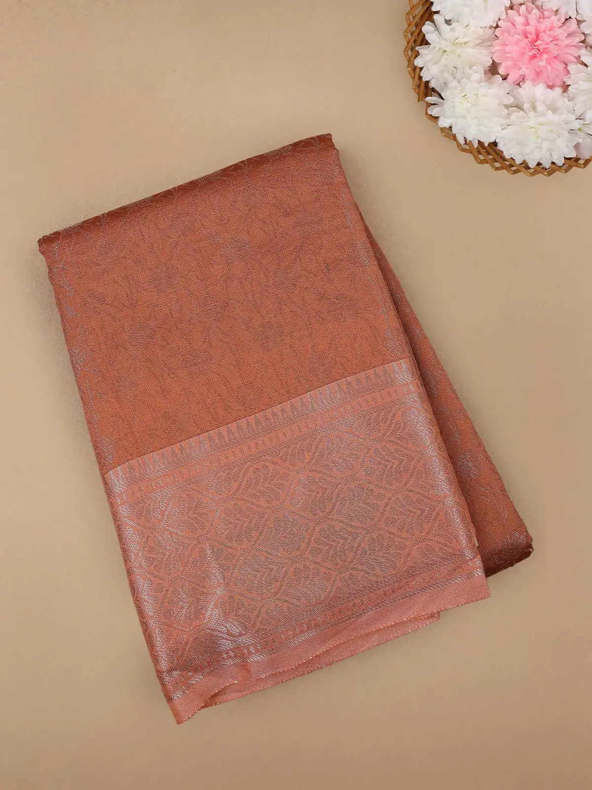 Coral Floral Designed Fancy Art Silk Saree - Diadem