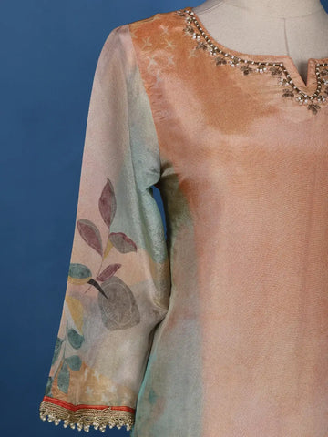 Coral Floral Designed Tissue Silk Salwar Suit - Diadem