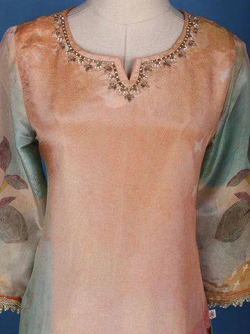 Coral Floral Designed Tissue Silk Salwar Suit - Diadem