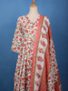Coral Floral Printed Anarkali Cotton Salwar Suit - Diadem