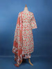 Coral Floral Printed Anarkali Cotton Salwar Suit - Diadem