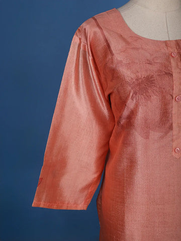 Coral Floral Printed Semi Silk Kurti - Diadem