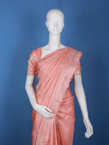 Coral Floral Woven Pure Kanchipuram Silk Saree - Diadem