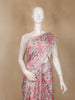 Coral Pink Floral Design Print Satin Saree - Diadem