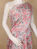 Coral Pink Floral Design Print Satin Saree - Diadem