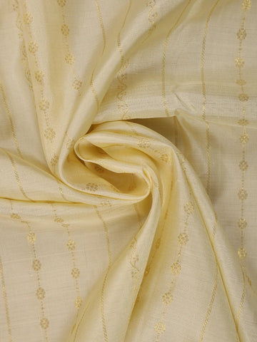 Cream Floral Butti Stripes Woven Pure Kanchipuram Silk Saree - Diadem