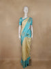 Cream Floral Butti Stripes Woven Pure Kanchipuram Silk Saree - Diadem
