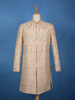 Cream Floral Embroidered Raw Silk Sherwani Suit