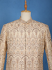 Cream Floral Embroidered Raw Silk Sherwani Suit