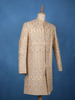 Cream Floral Embroidered Raw Silk Sherwani Suit