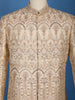 Cream Floral Embroidered Raw Silk Sherwani Suit