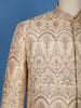 Cream Floral Embroidered Raw Silk Sherwani Suit