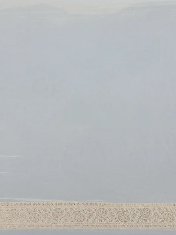 Cream Floral Embroidered Synthetic Saree With Zari Border - Diadem