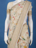 Cream Floral Embroidered Synthetic Saree With Zari Border - Diadem